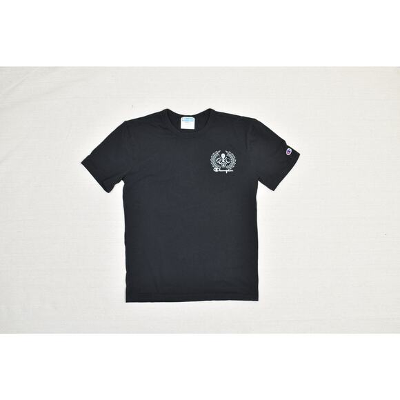 Champion Small Black Sport Laurel Crest Logo Graphic T-Shirt Tee - Picture 3 of 8